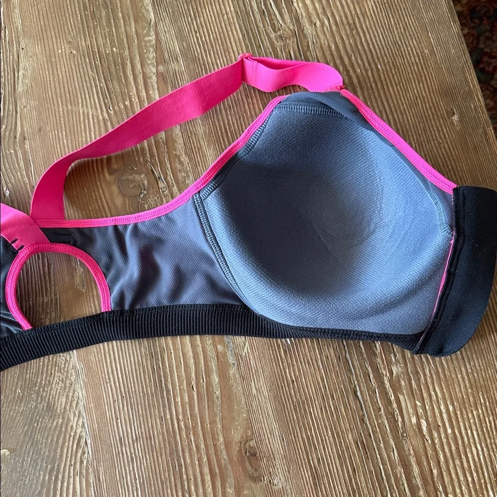 VSX Victoria Secret front close Hot Pink and Gray Sports Bra